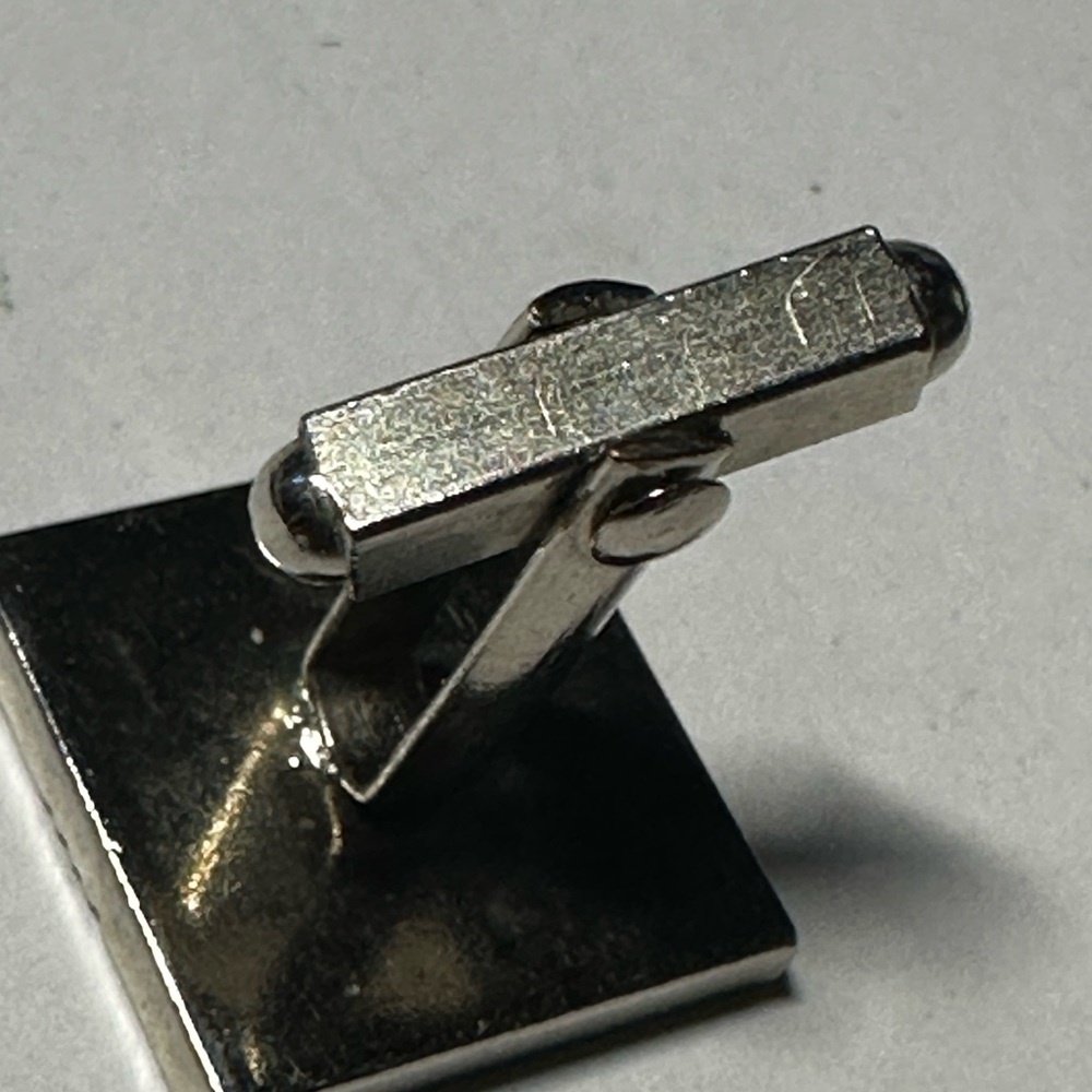 Classic Square Silver Cufflink With Linear Engrav… - image 4
